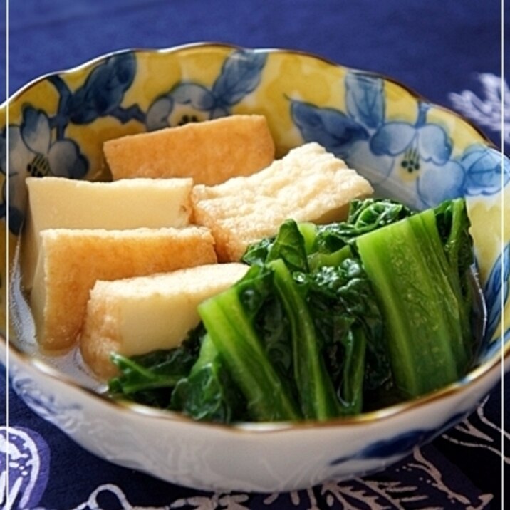 博多の郷土料理 かつお菜と絹あげの煮浸し